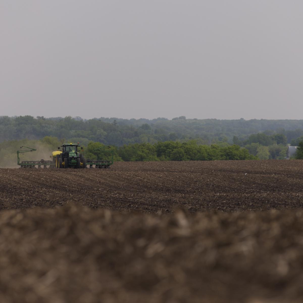 black field being planted