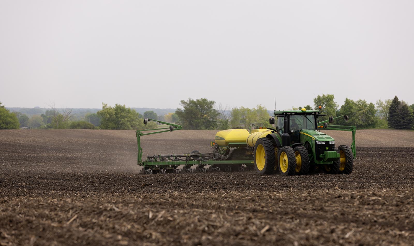 Planter in field